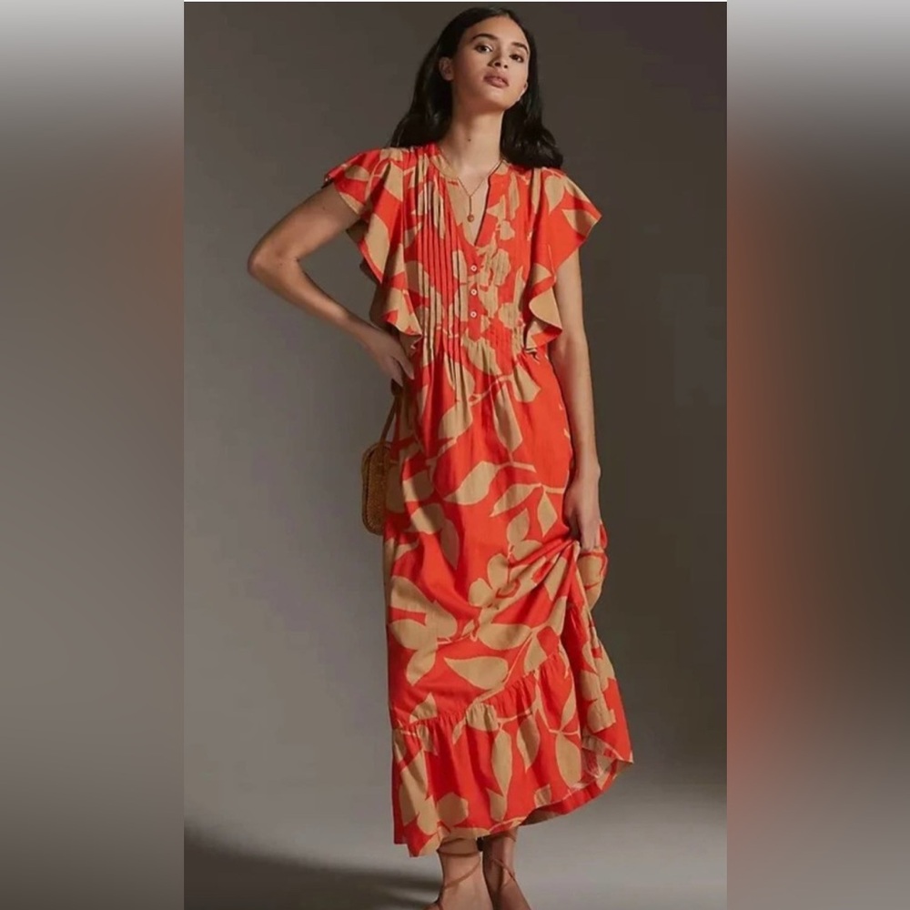 Anthropologie X Maeve Cassandra Maxi Dress In Pink Size XL